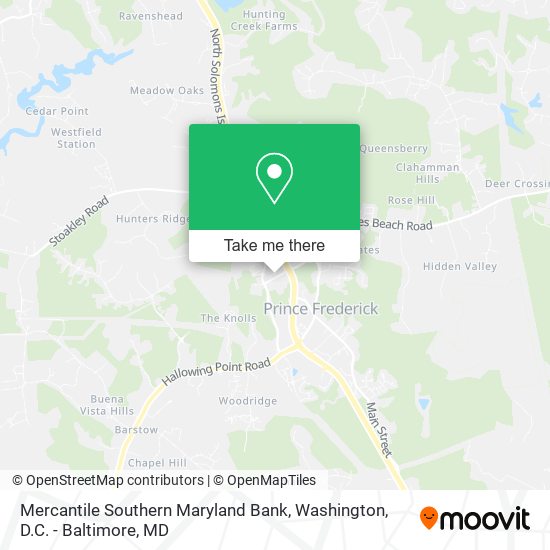 Mercantile Southern Maryland Bank map