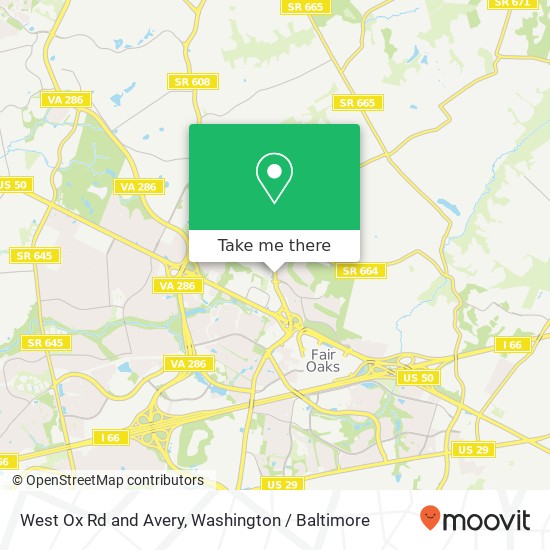 Mapa de West Ox Rd and Avery, Fairfax, VA 22033