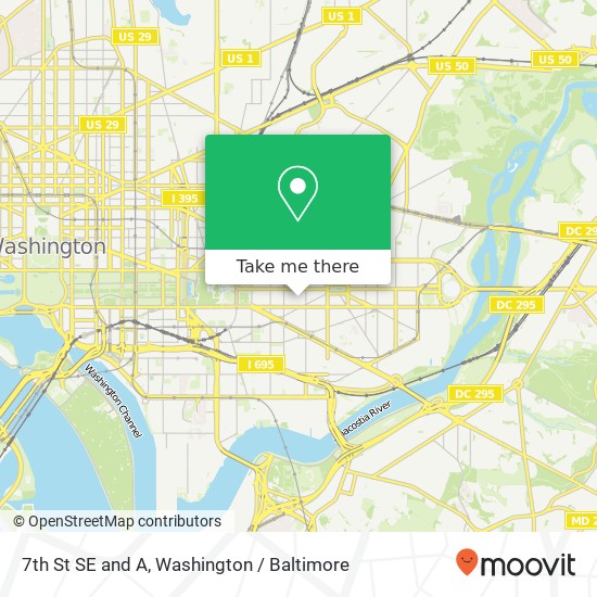 Mapa de 7th St SE and A, Washington, DC 20003