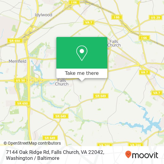 Mapa de 7144 Oak Ridge Rd, Falls Church, VA 22042