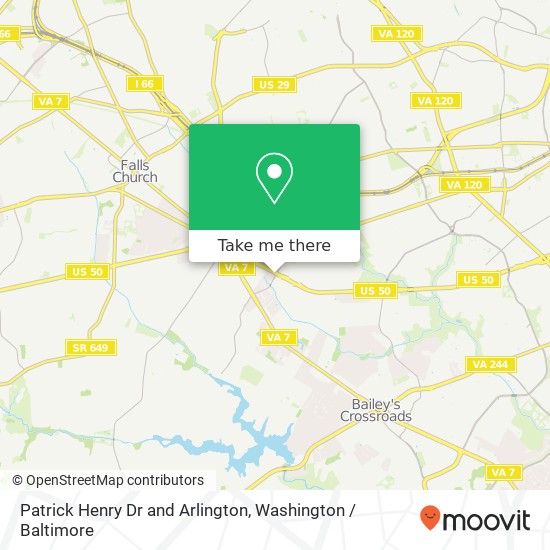 Mapa de Patrick Henry Dr and Arlington, Falls Church, VA 22044