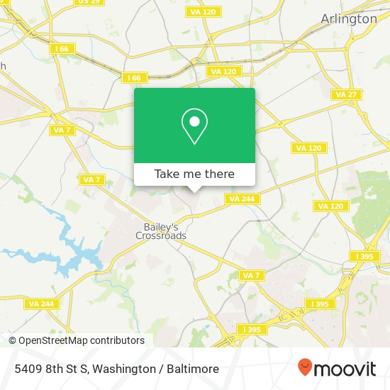 Mapa de 5409 8th St S, Arlington, VA 22204