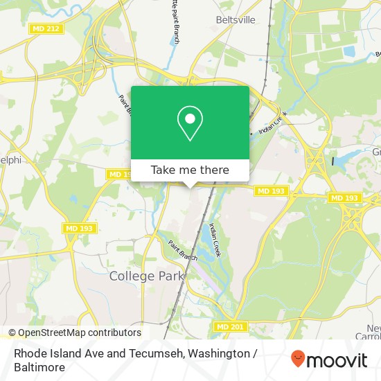 Rhode Island Ave and Tecumseh, College Park, MD 20740 map