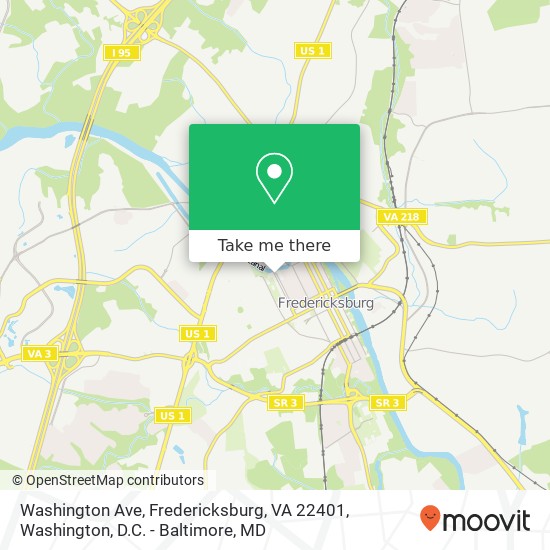 Mapa de Washington Ave, Fredericksburg, VA 22401