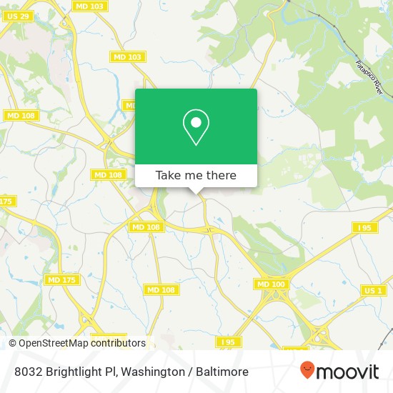 Mapa de 8032 Brightlight Pl, Ellicott City, MD 21043