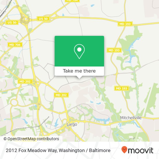 Mapa de 2012 Fox Meadow Way, Bowie, MD 20721