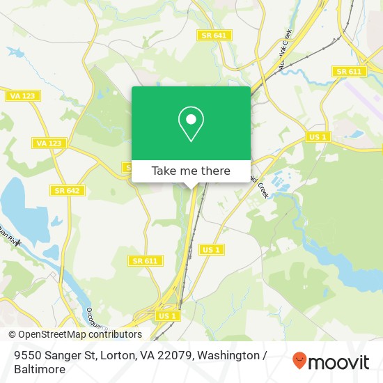 Mapa de 9550 Sanger St, Lorton, VA 22079