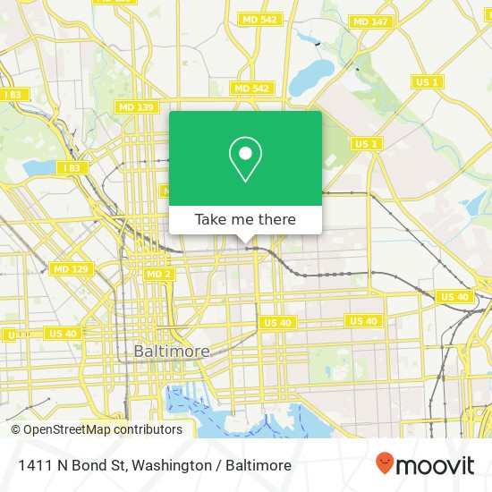 Mapa de 1411 N Bond St, Baltimore, MD 21213