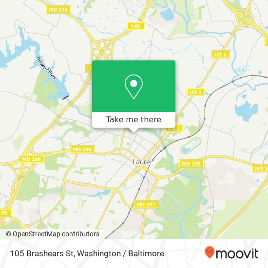 Mapa de 105 Brashears St, Laurel, MD 20707