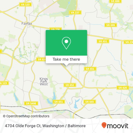 Mapa de 4704 Olde Forge Ct, Fairfax, VA 22032