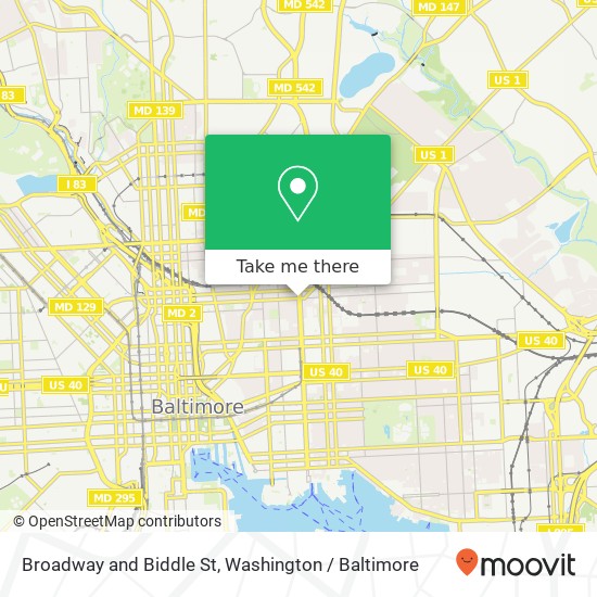 Mapa de Broadway and Biddle St, Baltimore, MD 21213