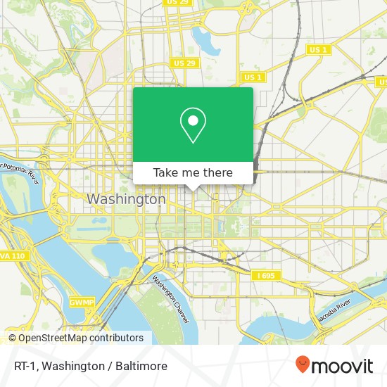 Mapa de RT-1, Washington, DC 20001