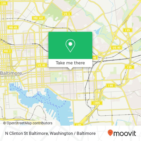Mapa de N Clinton St Baltimore, Baltimore, MD 21224