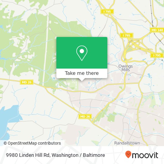 Mapa de 9980 Linden Hill Rd, Owings Mills, MD 21117