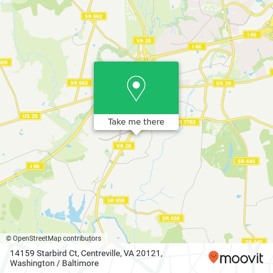 Mapa de 14159 Starbird Ct, Centreville, VA 20121