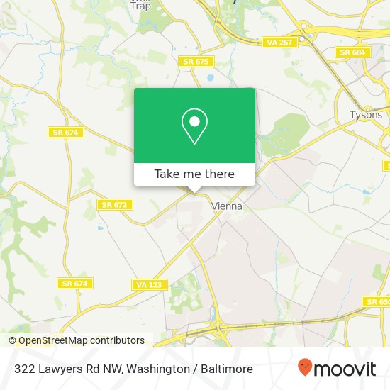 Mapa de 322 Lawyers Rd NW, Vienna, VA 22180