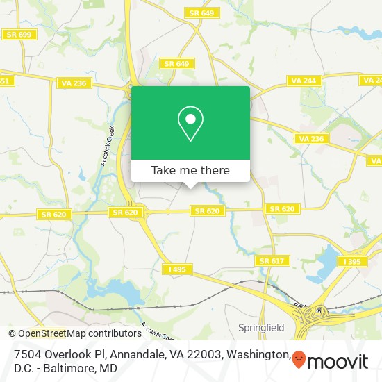 Mapa de 7504 Overlook Pl, Annandale, VA 22003