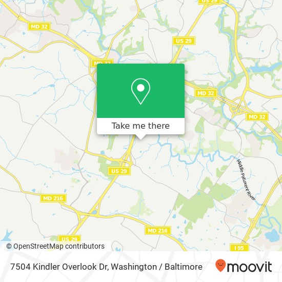 Mapa de 7504 Kindler Overlook Dr, Laurel, MD 20723