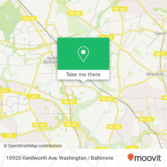 Mapa de 10920 Kenilworth Ave, Garrett Park, MD 20896