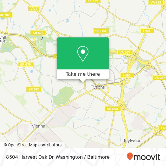 Mapa de 8504 Harvest Oak Dr, Vienna, VA 22182