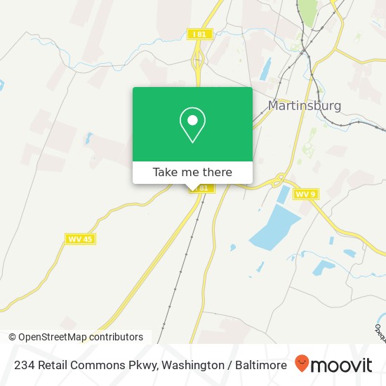Mapa de 234 Retail Commons Pkwy, Martinsburg, WV 25403