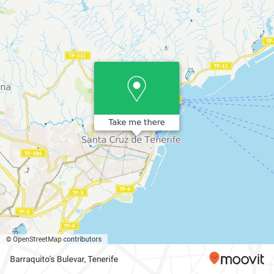 mapa Barraquito's Bulevar, Calle Puerto Escondido, 4 38002 Zona Centro Santa Cruz de Tenerife