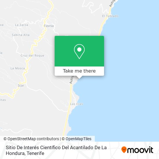 Sitio De Interés Científico Del Acantilado De La Hondura map