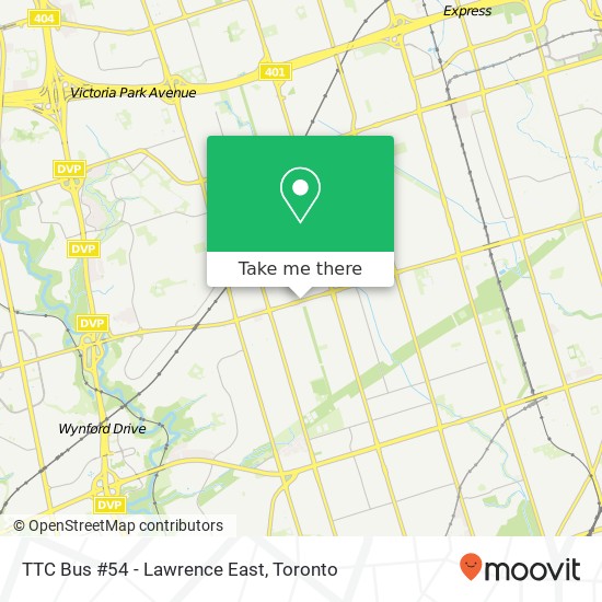 TTC Bus #54 - Lawrence East map