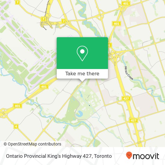 Ontario Provincial King's Highway 427 map
