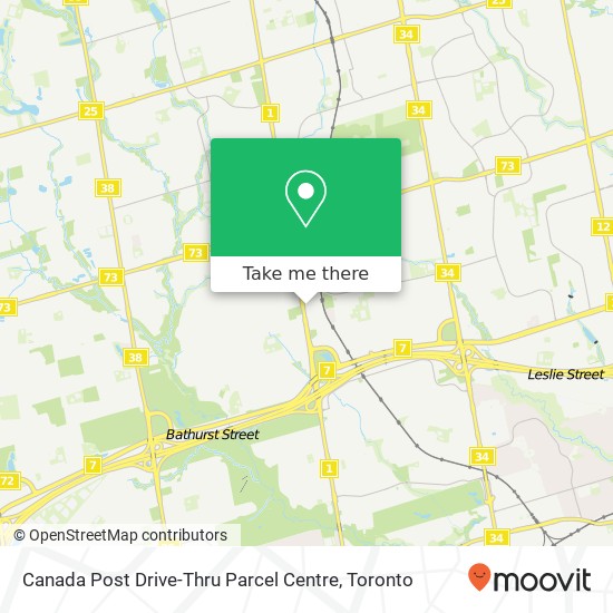 Canada Post Drive-Thru Parcel Centre map