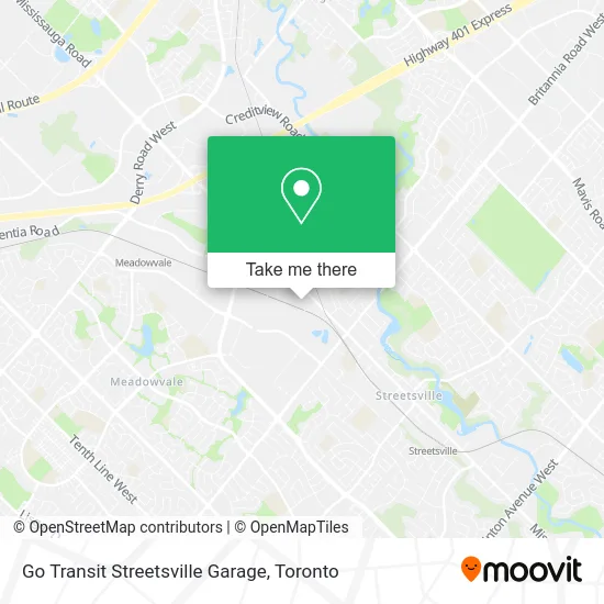 Go Transit Streetsville Garage map