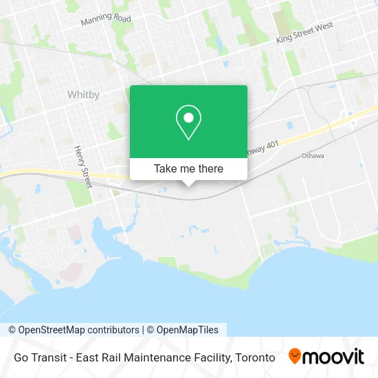 Go Transit - East Rail Maintenance Facility map
