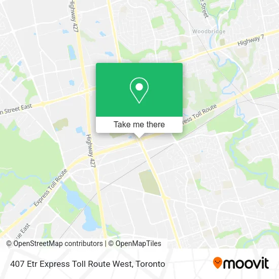 407 Etr Express Toll Route West map