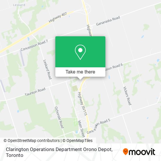 Clarington Operations Department Orono Depot map