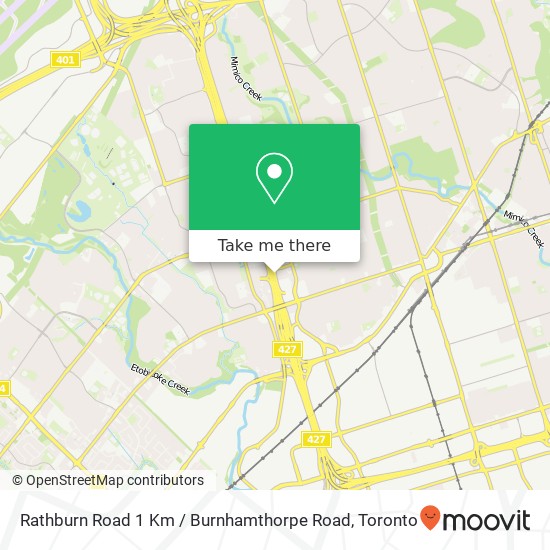 Rathburn Road 1 Km / Burnhamthorpe Road map