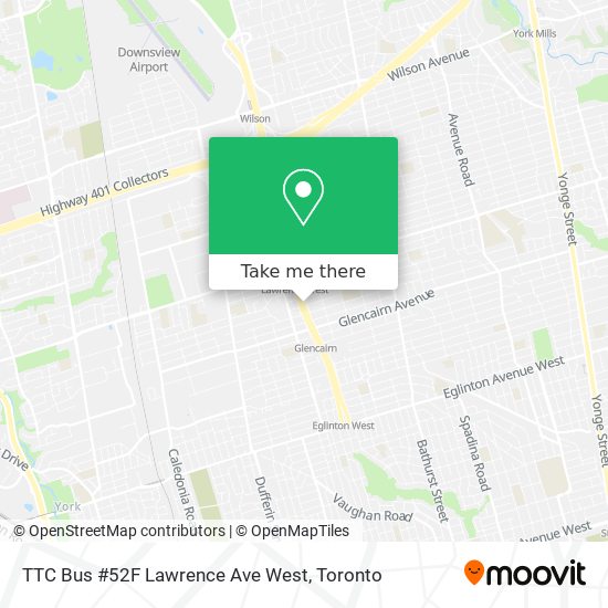 TTC Bus #52F Lawrence Ave West map