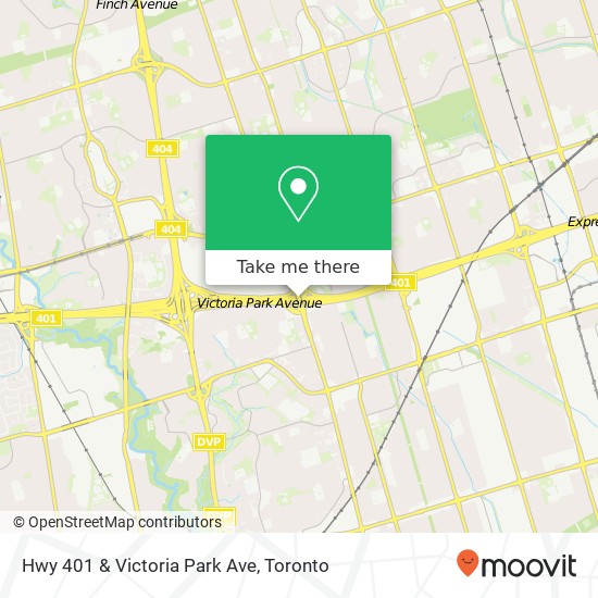 Hwy 401 & Victoria Park Ave map