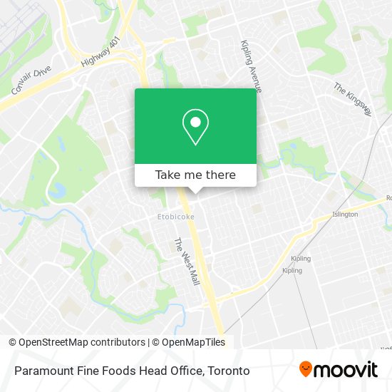 Paramount Fine Foods Head Office map