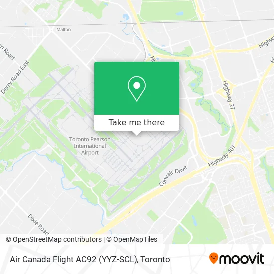 Air Canada Flight AC92 (YYZ-SCL) map