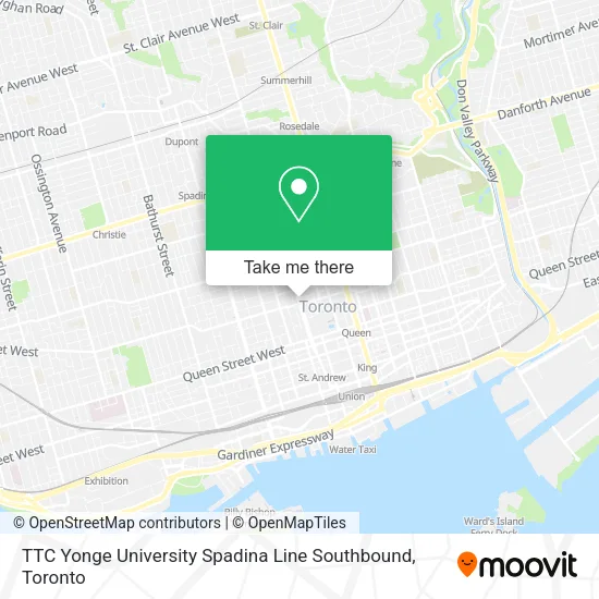 TTC Yonge University Spadina Line Southbound map