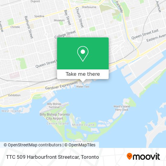 TTC 509 Harbourfront Streetcar map
