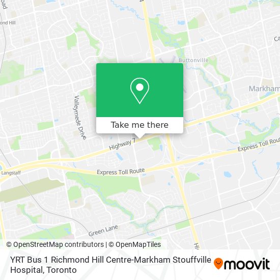 YRT Bus 1 Richmond Hill Centre-Markham Stouffville Hospital map