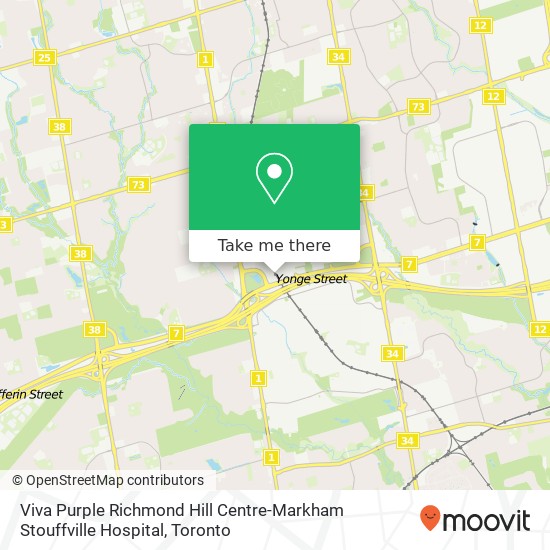 Viva Purple Richmond Hill Centre-Markham Stouffville Hospital map