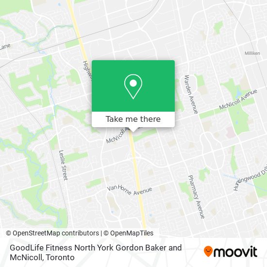 GoodLife Fitness North York Gordon Baker and McNicoll map