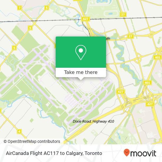 AirCanada Flight AC117 to Calgary map