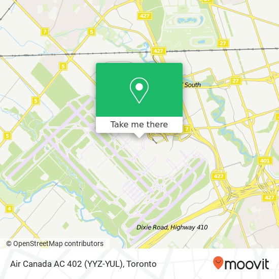 Air Canada AC 402 (YYZ-YUL) map