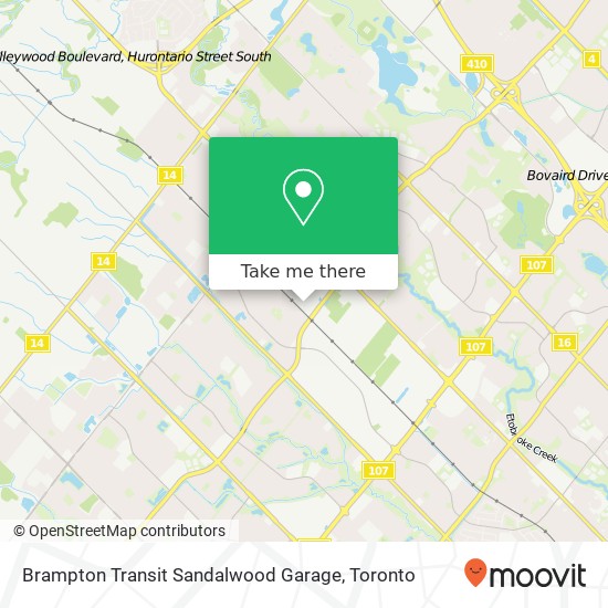 Brampton Transit Sandalwood Garage map