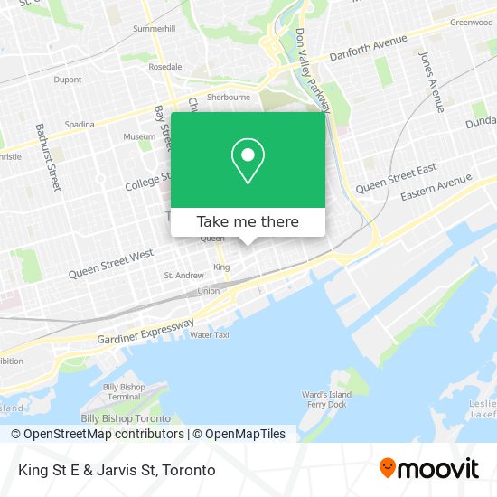 King St E & Jarvis St map