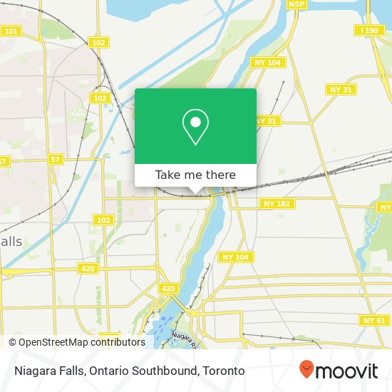 Niagara Falls, Ontario Southbound map