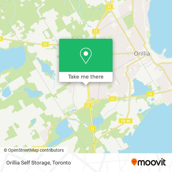 Orillia Self Storage map